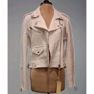 BlankNYC Womens‎ Crepe Moto Jacket White Small Punk Hipster Grunge Biker